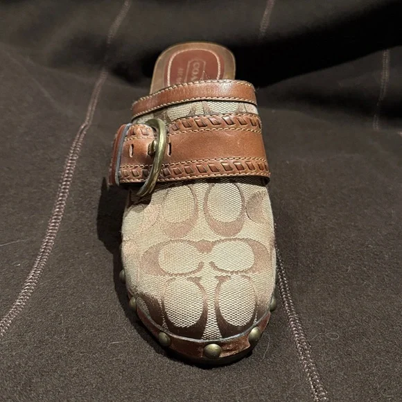 Coach Sable Signature Clog Mules with Stud Accents - Picture 2 of 7